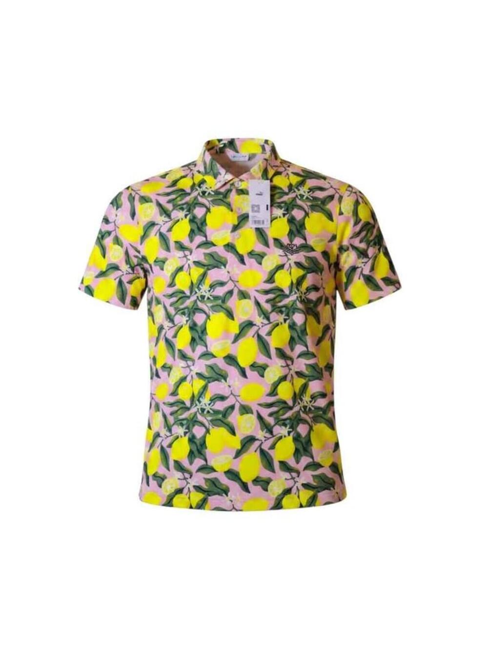 Puma PUMAX AP Lemon Branch Polo Pink Lemon Print Men's Size M